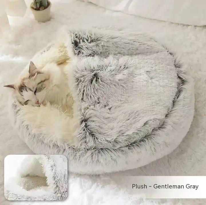 2-in-1 Plush Pet Bed - FurPaw Friends