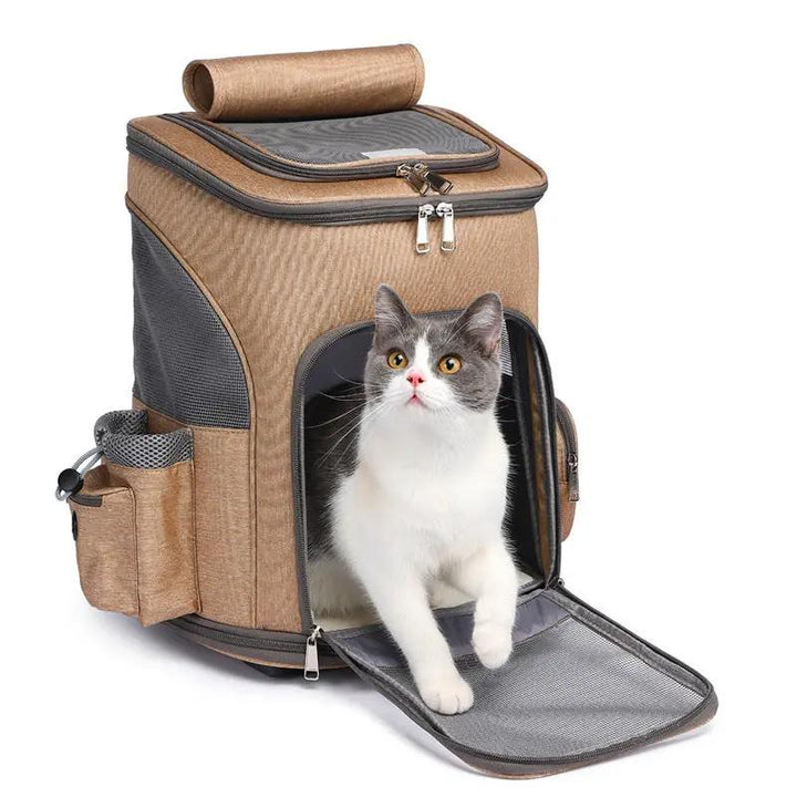 Portable Folding Trolley Pet Backpack - FurPaw Friends