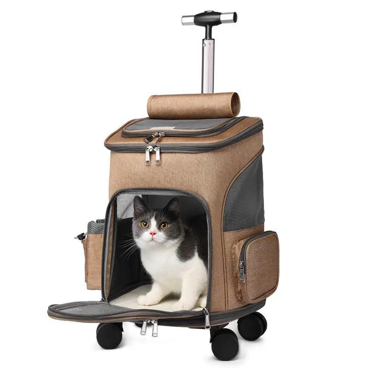 Portable Folding Trolley Pet Backpack - FurPaw Friends