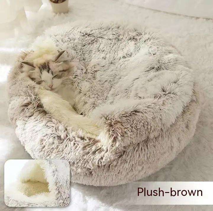 2-in-1 Plush Pet Bed - FurPaw Friends